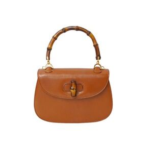 GUCCI Bamboo Handbag Top Handle Brown Leather Italy